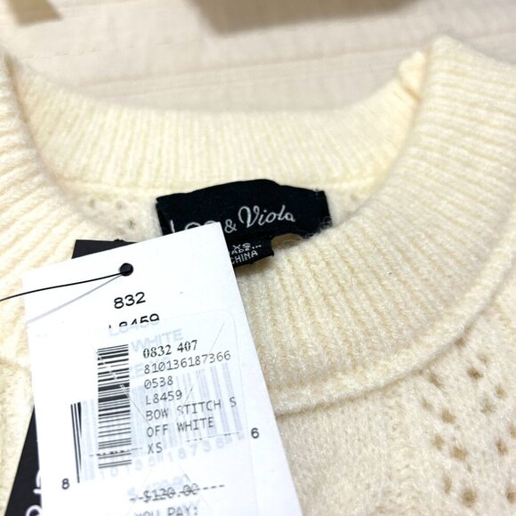 NWT Lea & Viola Bow Cable Knit Sweater - Picture 4 of 5